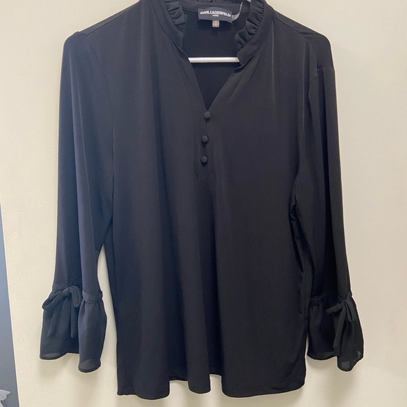 Karl Lagerfeld black blouse women’s size medium - Picture 2 of 7